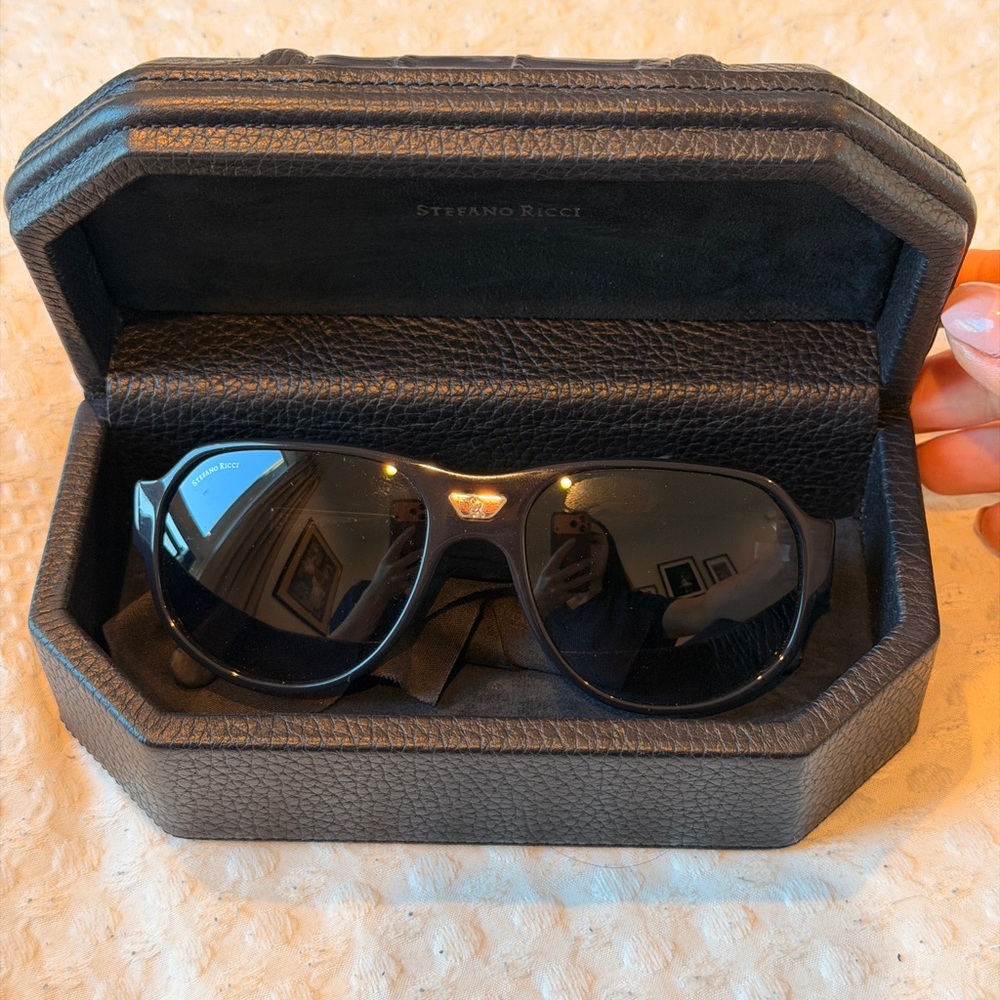 Stefano Ricci Crocodile Leather Black Sunglasses